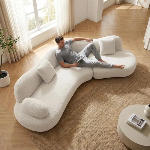 Miniatura 8 de Sofá modular de 118 pulgadas con otomana, sofá seccional de asiento profundo para sala de estar, sofá en forma de L para apartamento, cómodo sofá