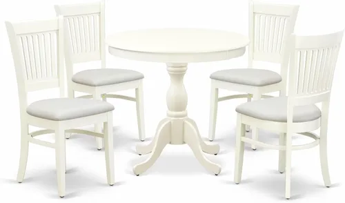 Miniatura 18 de East West Furniture AMVA3-BCH-C - Juego de mesa de comedor moderno de 3 piezas que contiene una mesa de cocina redonda con pedestal y 2 sillas