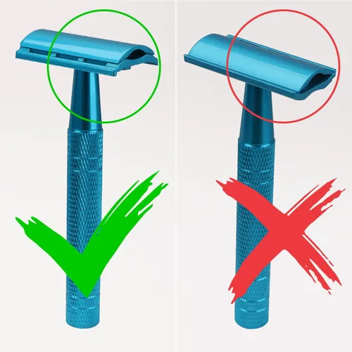 Miniatura 9 de Maquinilla de afeitar de seguridad azul, navajas de una sola hoja para hombres Reusable Metal Razor, with 10 Platinum Coated Double Edge Blades