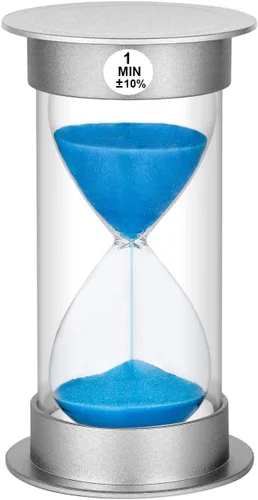 Temporizador de arena de 1 minuto, reloj de arena de plástico de 1 minuto, reloj de arena pequeño de un minuto, temporizador de cristal de arena Azul