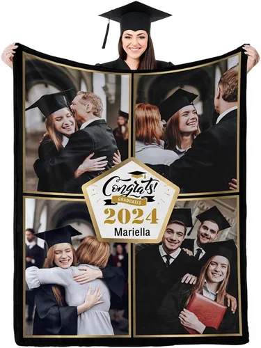 Miniatura 13 de D-Story Manta de franela personalizada para mujer, regalos de graduados, regalo de graduación de secundaria, regalos de graduación personalizados