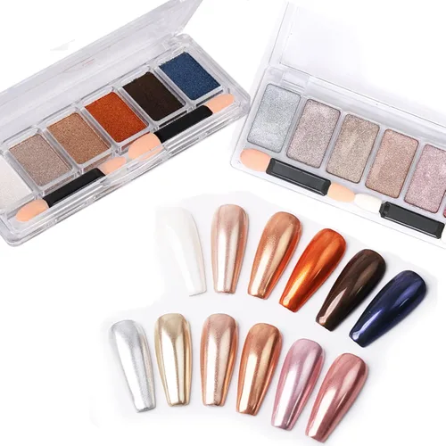 Miniatura 8 de Polvo de uñas de cromo perla naranja brillo para uñas, polvo de uñas cromado iridiscente metálico para uñas,Polvo de cromo para esmalte de gel