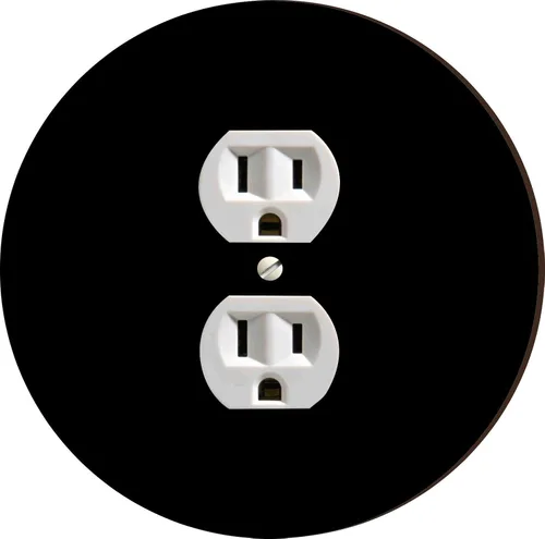 Island Gifting – Diseño de círculo negro sólido – Placa redonda dúplex para toma de corriente, placa de pared decorativa, moderna cubierta de toma