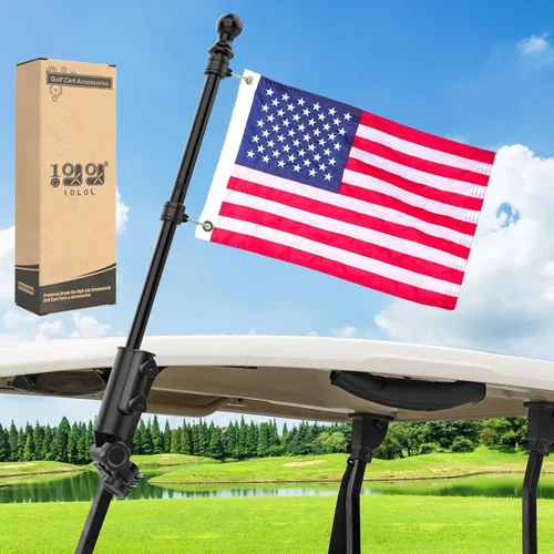 10L0L Kit de soporte para bandera de carrito de golf y poste de bandera universal para Yamaha EZGO Club Car, soporte resistente para carrito de