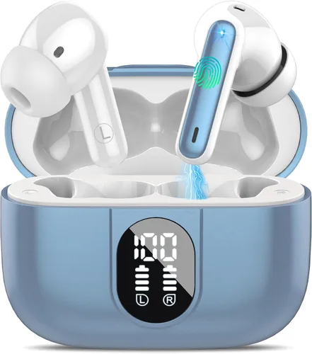 Auriculares Inalámbricos 2024 Bluetooth 5.3 Auriculares HiFi Estéreo, 40H Tiempo de Reproducción Intrauditivos, Auriculares Bluetooth con Pantalla