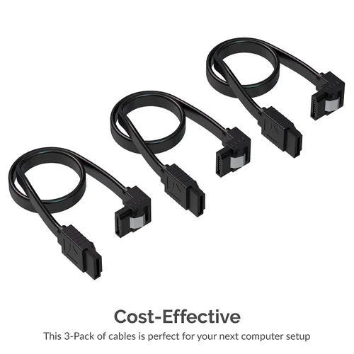 Miniatura 2 de SABRENT Cable de datos SATA III (6 Gbit/s) en ángulo recto con pestillo de bloqueo para unidades HDD/SSD/CD y DVD