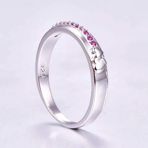Miniatura 68 de Narica Anillo de 21 piedras chapadas en plata, apilables, corte redondo, zafiro azul, circonita cúbica, relleno de circonita cúbica, halo