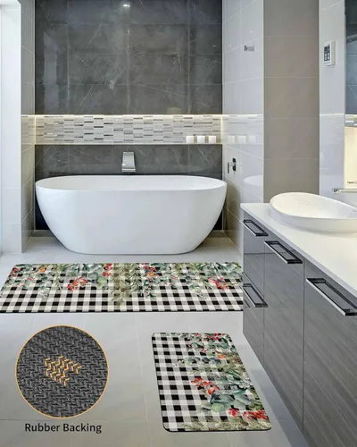 Miniatura 5 de Tapete de baño de eucalipto, antideslizante, de secado rápido y absorbente, de tierra de diatomeas, fregadero, dormitorio, cocina, lavable