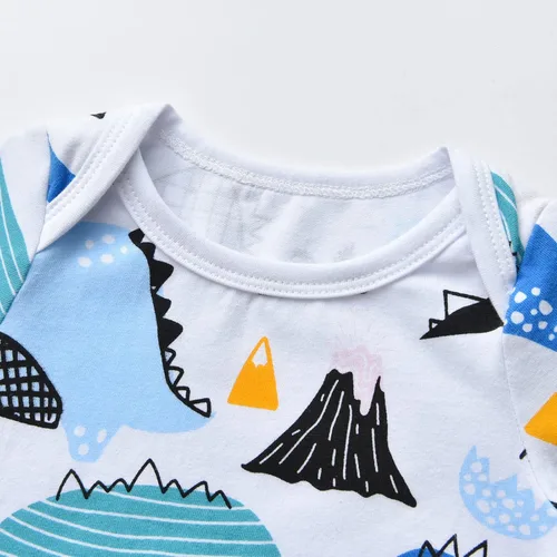 Miniatura 2 de Conjunto de 3 piezas de ropa de bebé recién nacido con estampado de manga larga + pantalones + sombrero