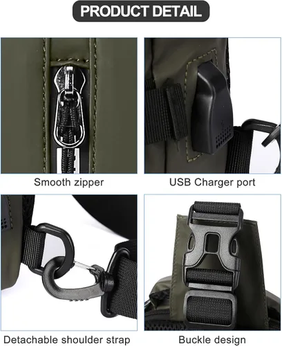 Miniatura 47 de Mochila cruzada pequeña negra para hombre y mujer, H-Negro, S, Moda