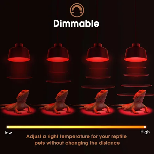 Miniatura 3 de Briignite Lámpara de calor de reptil roja, bombilla de calor G9 de 50 W y lámpara de cúpula para reptiles, reflector de aluminio, lámpara de calor