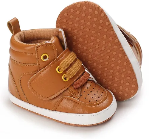 Miniatura 2 de Sekantrol Zapatos de cuna para recién nacidos, para niños y niñas, suela de goma suave, zapatos para bebés, zapatos deportivos de moda de caña alta