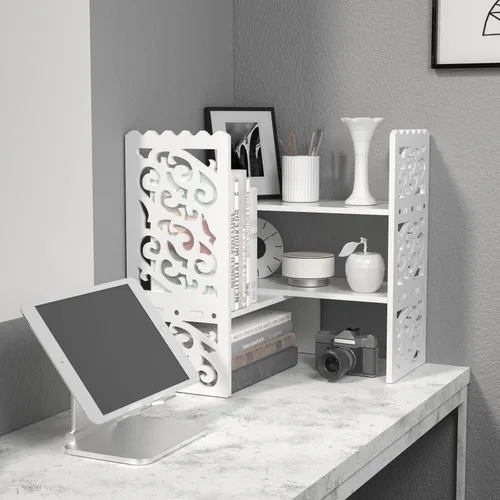 Miniatura 5 de MASAKA B&W - Organizador de escritorio de almacenamiento Kawaii para tu espacio de escritorio, estante de exhibición para plantas Double H, estante