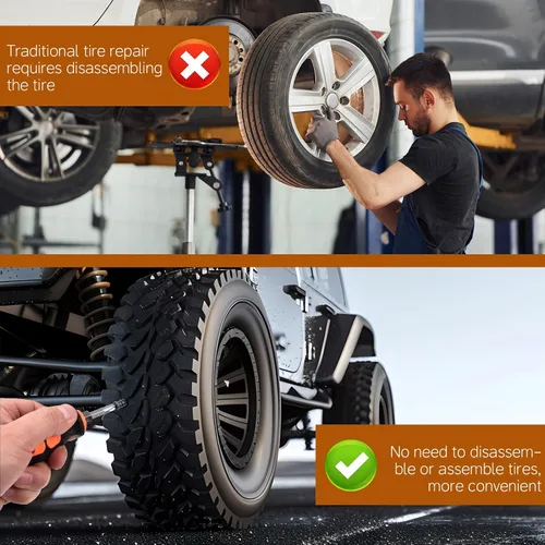 Miniatura 7 de Kit de reparación de tornillos para neumáticos de 100 piezas – Sin necesidad de quitar el neumático, kit de reparación de pared lateral