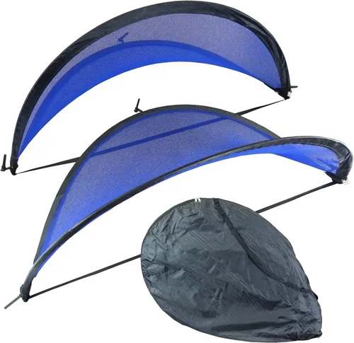 BlueDot Trading Juego de dos (2) redes de fútbol plegables portátiles para interiores o exteriores, 5 pies/5.2 ft, ribete negro con bolsa de