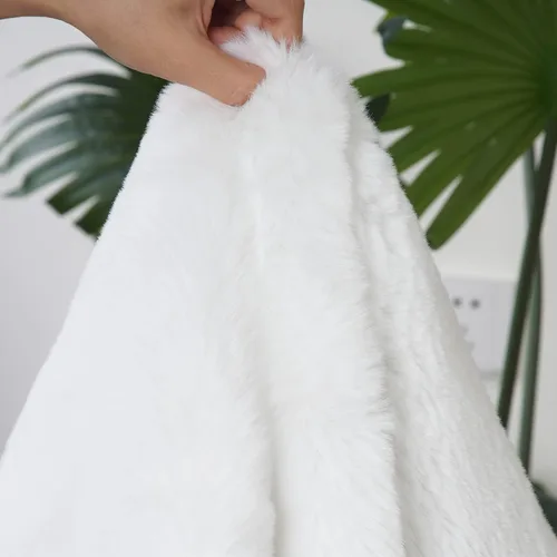 Miniatura 6 de Ghouse Alfombra ultrasuave de pelo sintético de conejo, alfombras lavables a máquina para dormitorio, alfombras esponjosas para sala de estar, Blanco