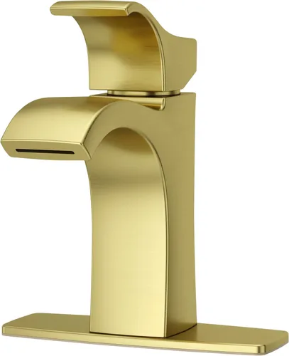 Pfister Venturi LF042VNBG - Grifo para lavabo de baño, control único, 1 mango, agujero único, acabado dorado cepillado
