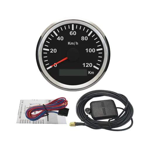 Miniatura 5 de ELING Impermeable KM GPS velocímetro odómetro 120KM/H para coche motocicleta tractor camión con retroiluminación 3.346 in 12V/24V Negro y acero