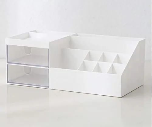 Miniatura 2 de Granvela Organizador de escritorio multifuncional Caja de almacenamiento de mesita de noche con cajones para el hogar, la oficina y la escuela