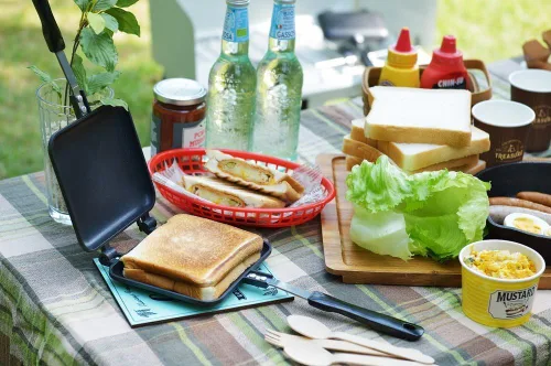 Miniatura 4 de Yoshikawa Hotsandmaker SJ1681 Sandwich Maker japonés para acampar al aire libre