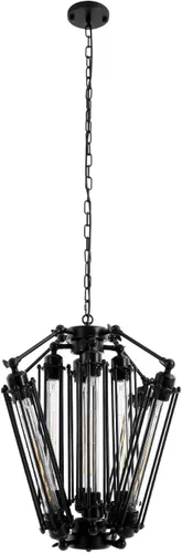Miniatura 9 de Candelabro retro de 8 luces, lámpara colgante de metal industrial, lámpara colgante Steampunk lámpara colgante de estructura geométrica lámpara