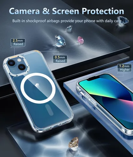 Miniatura 256 de FNTCASE Funda para iPhone 13 Pro-Max: Fundas magnéticas transparentes compatibles con Magsafe Slim anti amarillamiento protección contra caídas