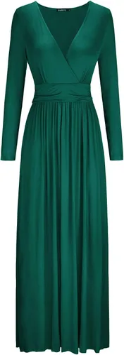 Miniatura 5 de Ouges Vestido largo de manga larga con cuello en V cintura drapeada para mujer