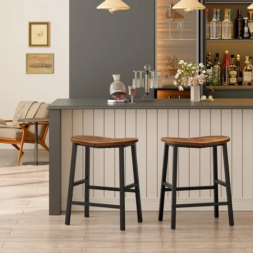 Miniatura 6 de HOOBRO Juego de 2 taburetes de bar, taburetes de bar de altura de mostrador, taburetes de bar de 23.6 pulgadas para encimera de cocina, taburetes