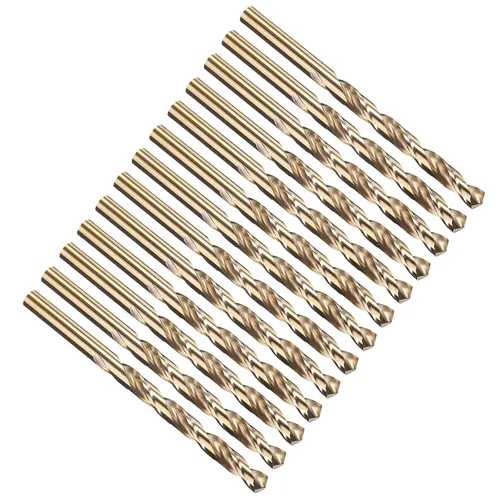 Miniatura 327 de PATIKIL Broca Jobber de 0.039 in, vástago recto M35 cobalto 5% acero de alta velocidad 135° acabado dorado para metal duro de acero inoxidable - 2