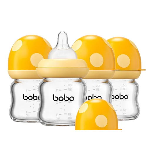 Miniatura 29 de YOHKOH Biberón de vidrio natural con pezón de flujo lento de nivel 1, biberones anticólicos para recién nacidos, botella de vidrio de cuello ancho