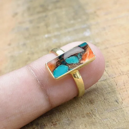 Miniatura 46 de Anillo de plata de ley maciza superpuesta de oro amarillo de 18 quilates para mujer, anillo de compromiso de plata esterlina, juego de bisel