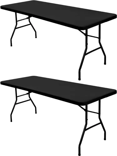 Miniatura 20 de Pack de 6 manteles de picnic elásticos ajustados para mesas rectangulares de 6 pies, impermeables, lavables, de spandex para patio, plegables