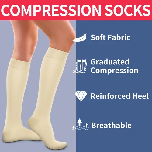 Miniatura 55 de Laite Hebe 4 pares de calcetines de compresión para mujeres y hombres, el mejor apoyo para enfermeras, correr, atletismo