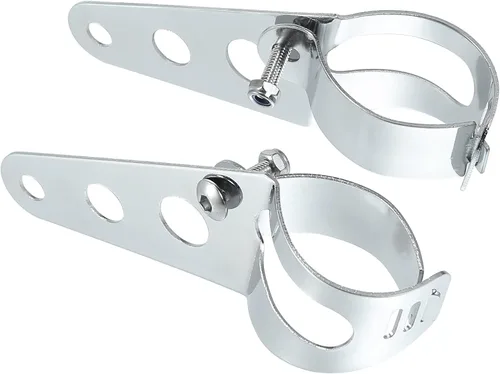 ACROPIX Soportes universales para faros delanteros de motocicleta, abrazaderas de horquilla de 1.299 in a 1.693 in, tono plateado, paquete de 2