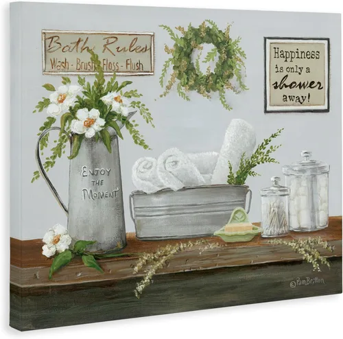 Miniatura 2 de Stupell Industries Pam Britton - Frases motivacionales para mostrador de baño de granja, arte en lienzo, 20 x 16 pulgadas, fácil de colgar