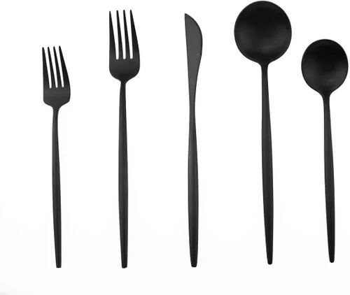 Miniatura 2 de Juego de cubiertos de acero inoxidable 18/10 de 20 piezas, vajilla de lujo para viajes, incluye cuchillo, tenedor, cuchara, servicio para 4