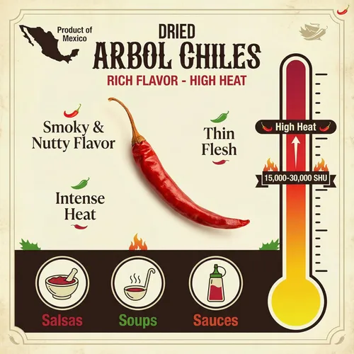 Miniatura 2 de Chile De Arbol 4oz - Chiles rojos enteros secos, premium totalmente naturales sin tallo, bolsa resellable. Usar en platos mexicanos, chinos