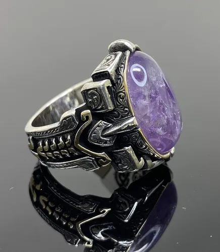 Miniatura 9 de Anillo grande de plata de ley 925 k para hombre
