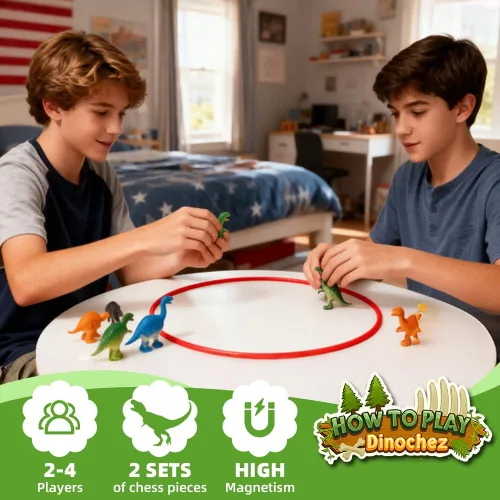 Miniatura 2 de Juego de ajedrez magnético con piedras, juego de ajedrez magnético con cuerda, juegos de roca magnética de dinosaurios, juego de cuerda magnética