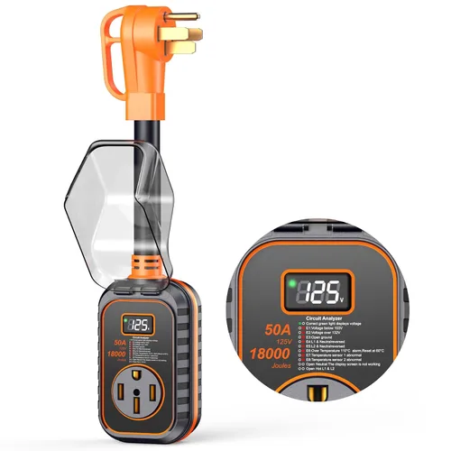 Miniatura 19 de GEARGO Protectores contra sobretensiones RV de 30 amperios, 12000 julios, analizador de circuitos de RV, protección contra sobretensiones IP68