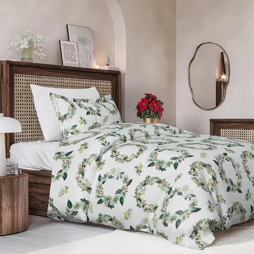 Miniatura 30 de Juego de funda de edredón de Navidad tamaño individual, funda de edredón extra suave con 1 funda de almohada, ropa de cama navideña con cierres