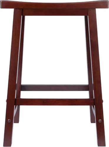 Miniatura 3 de Winsome Satori - Taburete de mostrador con asiento de sillín para cocina, 24 pulgadas, nogal