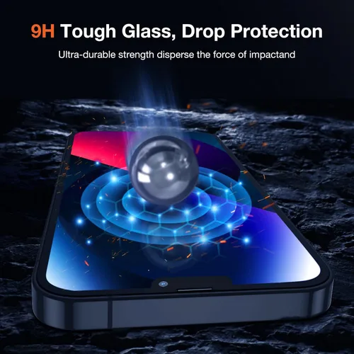 Miniatura 3 de KUZOOM Paquete de 2 protectores de pantalla para iPhone, 9H+ vidrio templado, inastillable, antiarañazos, con marco de instalación de alineación