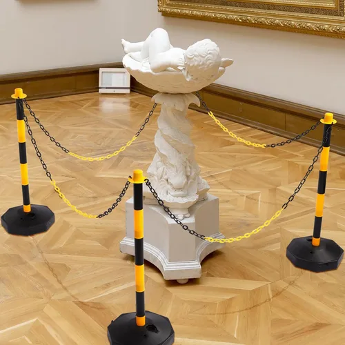 Miniatura 7 de Geiserailie Paquete de 12 conos de delineador de tráfico con base rellenable y cadena de plástico de 5 pies, conos de precaución, barreras