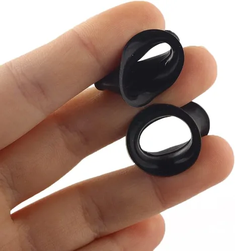 Miniatura 4 de 1 par (2 piezas) Túneles de ojo de silicona negra con doble llamarada, finos y suaves, flexibles 1036