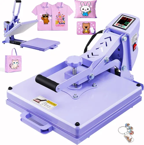 Prensa de Calor 15x15 Deslizable, Máquina de Prensa de Calor Desmontable para Camisetas Distribuye Calor de Manera Uniforme Profesionalmente, Prensa