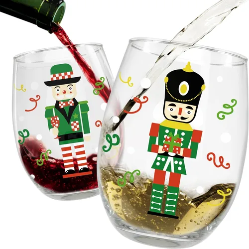 Miniatura 9 de BANBERRY DESIGNS Cascanueces - Decoración navideña - Copas de vino sin tallo - Juego de 8 - Diseño de soldado de juguete navideño - Capacidad de 20
