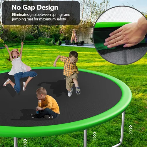 Miniatura 3 de Lyromix Trampolín de 12 pies con tobogán y columpios, tranpolina recreativa grande aprobada por ASTM con rociador, aro de baloncesto y red