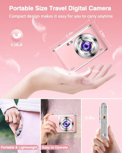 Miniatura 6 de Cámara digital 4K para fotografía, cámaras duales de 48 megapíxeles para fotografía, cámaras de punto y disparo con zoom digital 16X con tarjeta