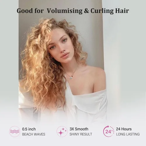 Miniatura 5 de janelove Crimpadora de cabello mejorada de 2 temperaturas ajustables, rizador de ondas de playa de 1/2 pulgada, rizador de cabello para cabello